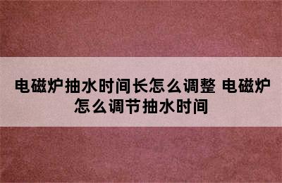 电磁炉抽水时间长怎么调整 电磁炉怎么调节抽水时间